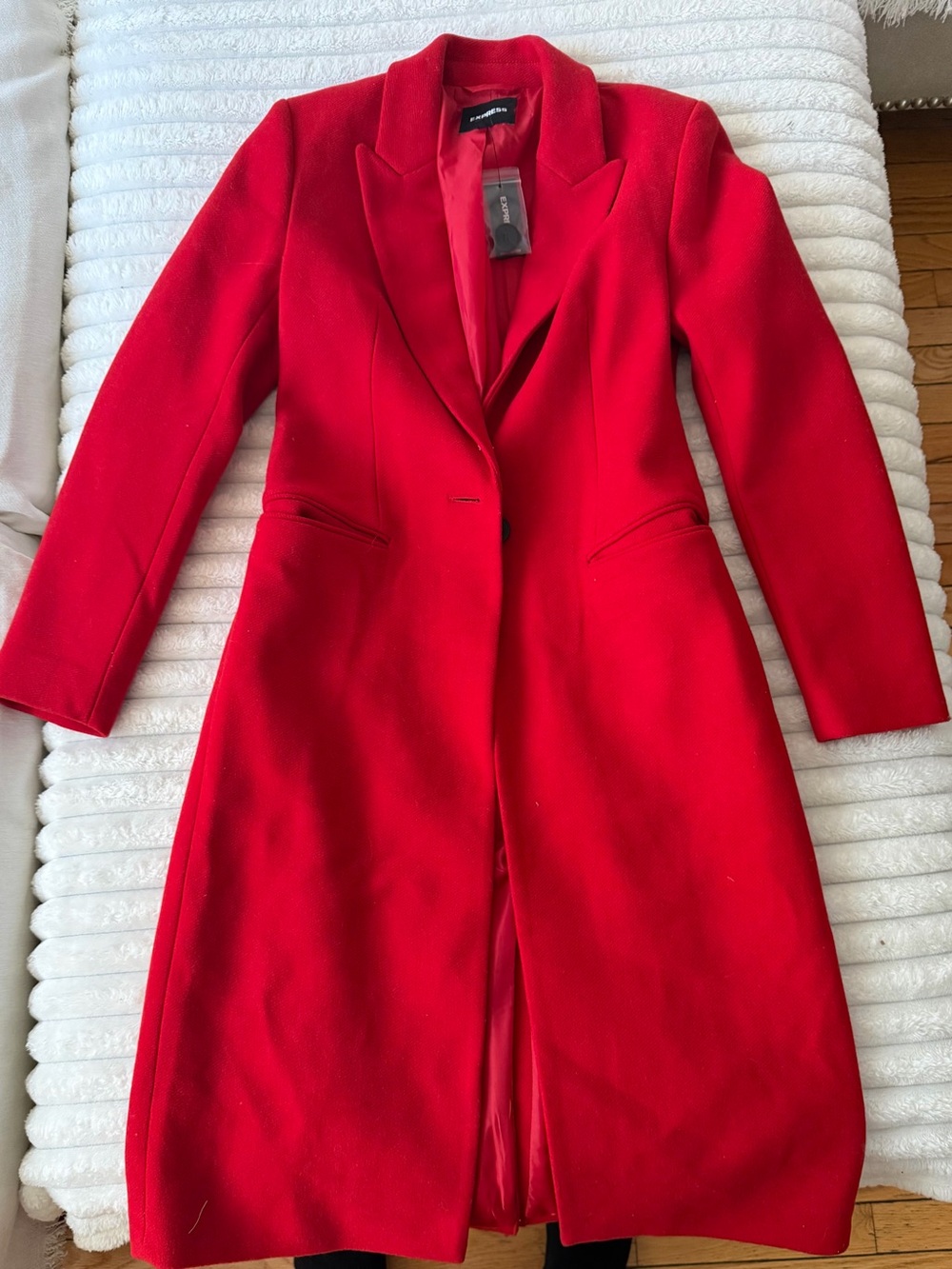 Express Women's Red Long Wool Trench Coat